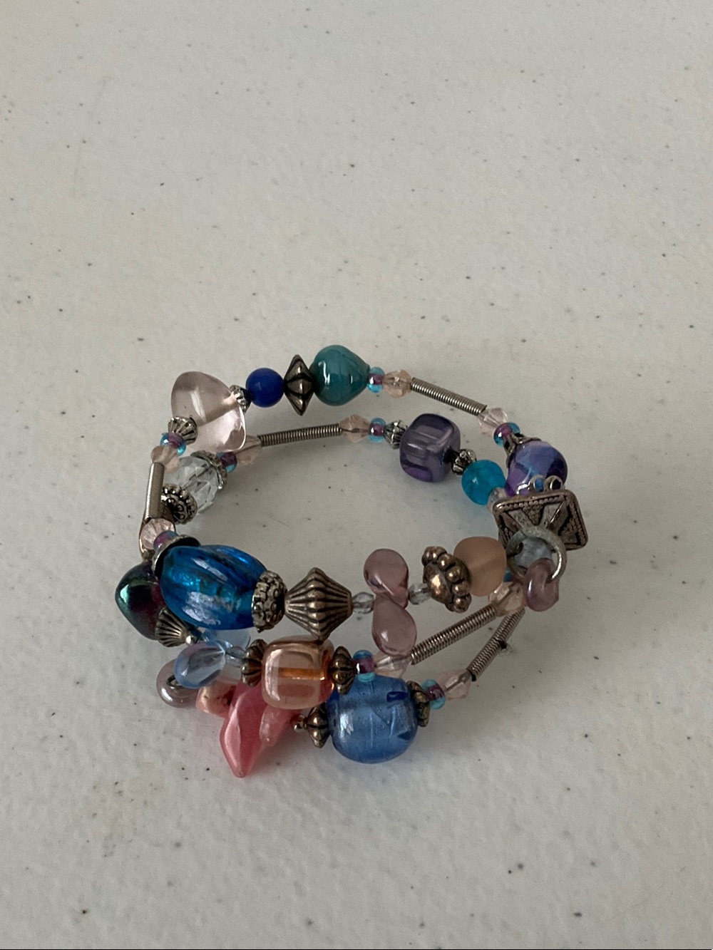 Multicolor Bead Wrap Around Coil Bracelet